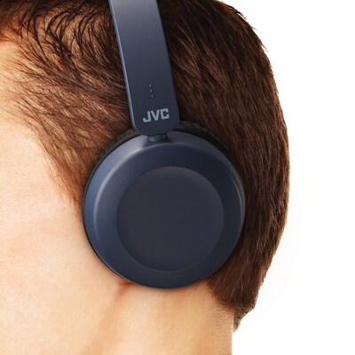 JVC Noise Canceling On-Ear Headphones with Microphone, Blue (HAS31MA)