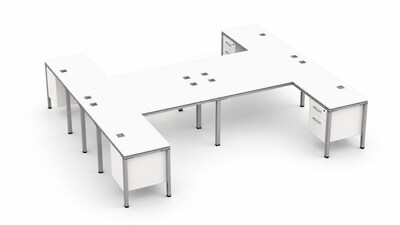 Boss Office Products Simple System 60W L-Shaped Desk, White, 4/Set (SGSD018-201-WT)
