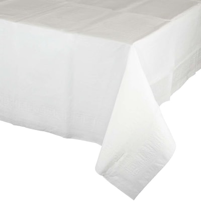 Creative Converting Touch of Color Paper Tablecloth, White, 6/Pack (710241)
