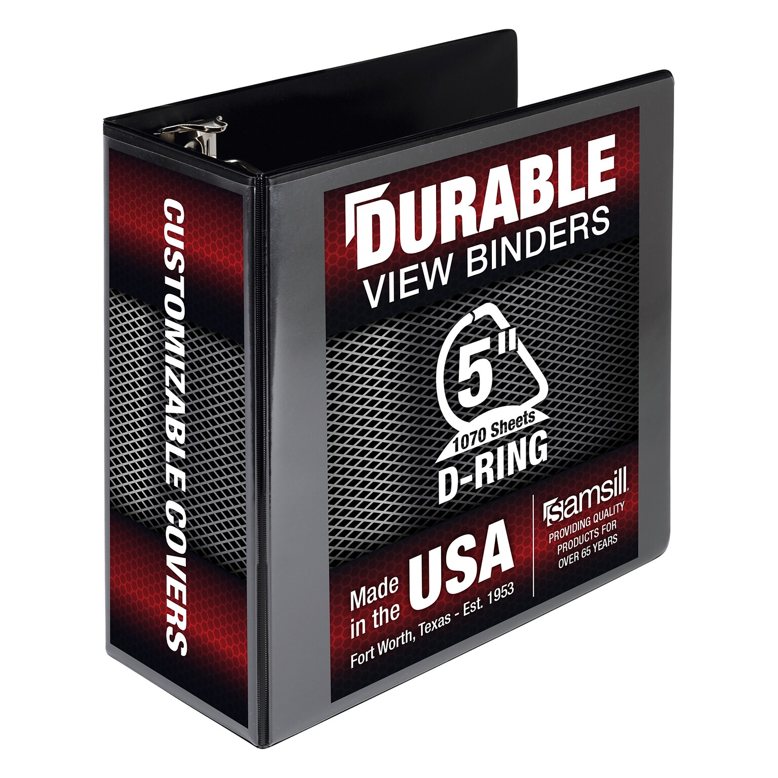 Samsill Durable 5 View Binder, D-Ring, Made in USA, Black (16400)