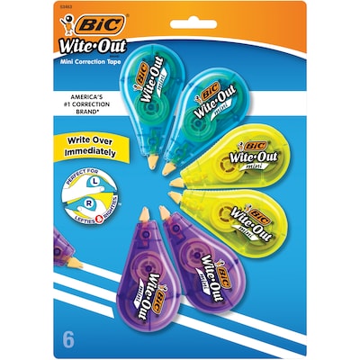 BIC Wite-Out Mini Correction Tape, White, 6/Pack (WOTMP61-WHI)