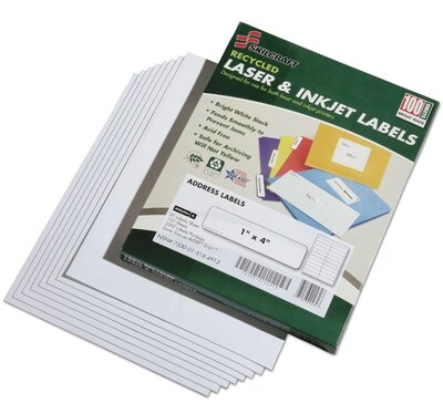 Skilcraft Laser/Inkjet Address Labels, 1 x 4, White, 20 Labels/Sheet, 100 Sheets/Pack (NIB01514491