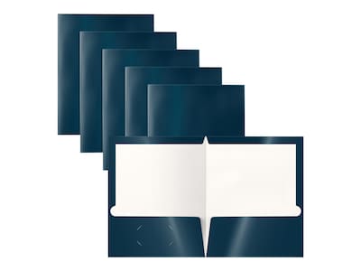 Better Office Glossy 2-Pocket Portfolio Folder, Dark Blue, 25/Pack (80176-25PK)