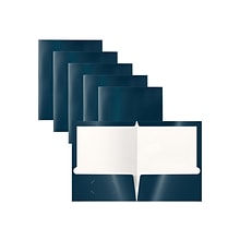 Better Office Glossy 2-Pocket Portfolio Folder, Dark Blue, 25/Pack (80176-25PK)