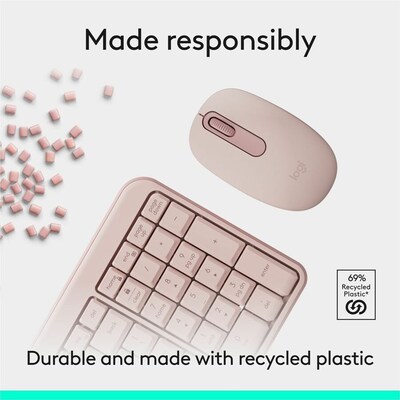 Logitech MK250 Wireless Keyboard and Optical Mouse Combo, Rose (920-013512)