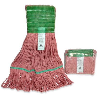 Baseline Twist Looped-End Wet Mop Head, Blend, 16 oz., 5 Headband, Red (BL63333)