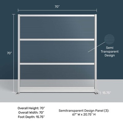 Luxor Translucence 3-Panel Room Divider, 70"H x 70"W, Translucent Plastic (PPWL010)