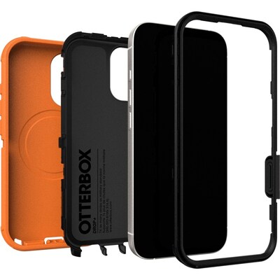 OtterBox Defender Series Pro MagSafe Phone Case for iPhone 17, Shock Absorbing, Black/Orange (77-98367)