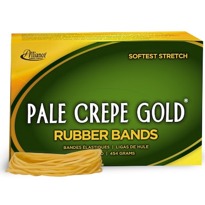Alliance Pale Crepe Gold Multi-Purpose #19 Rubber Bands, 3-1/2 x 1/16, Golden Crepe, 1890/Pack (20195)