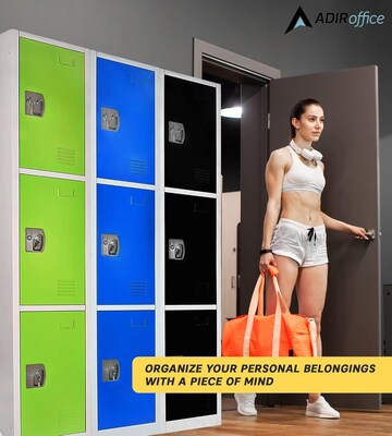 AdirOffice 72'' 3-Tier Black Storage Locker (629-203-BLK)
