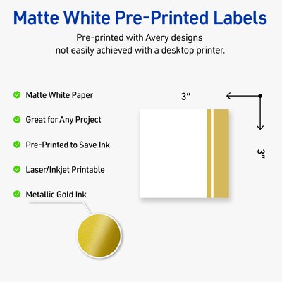 Avery Laser/Inkjet Square Multipurpose Labels, 3 x 3, White, 60/Pack (S00DKG)