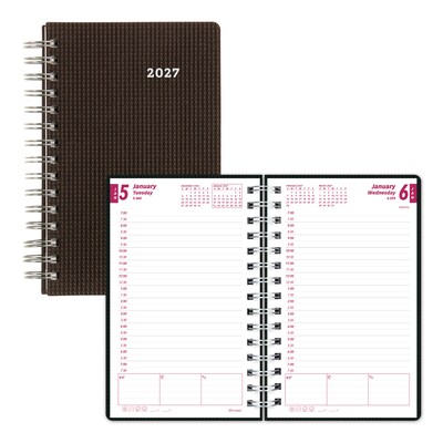 2027 Brownline DuraFlex 8 x 5 Daily & Monthly Appointment Book, Poly Cover, Black (CB634V.BLK-27)