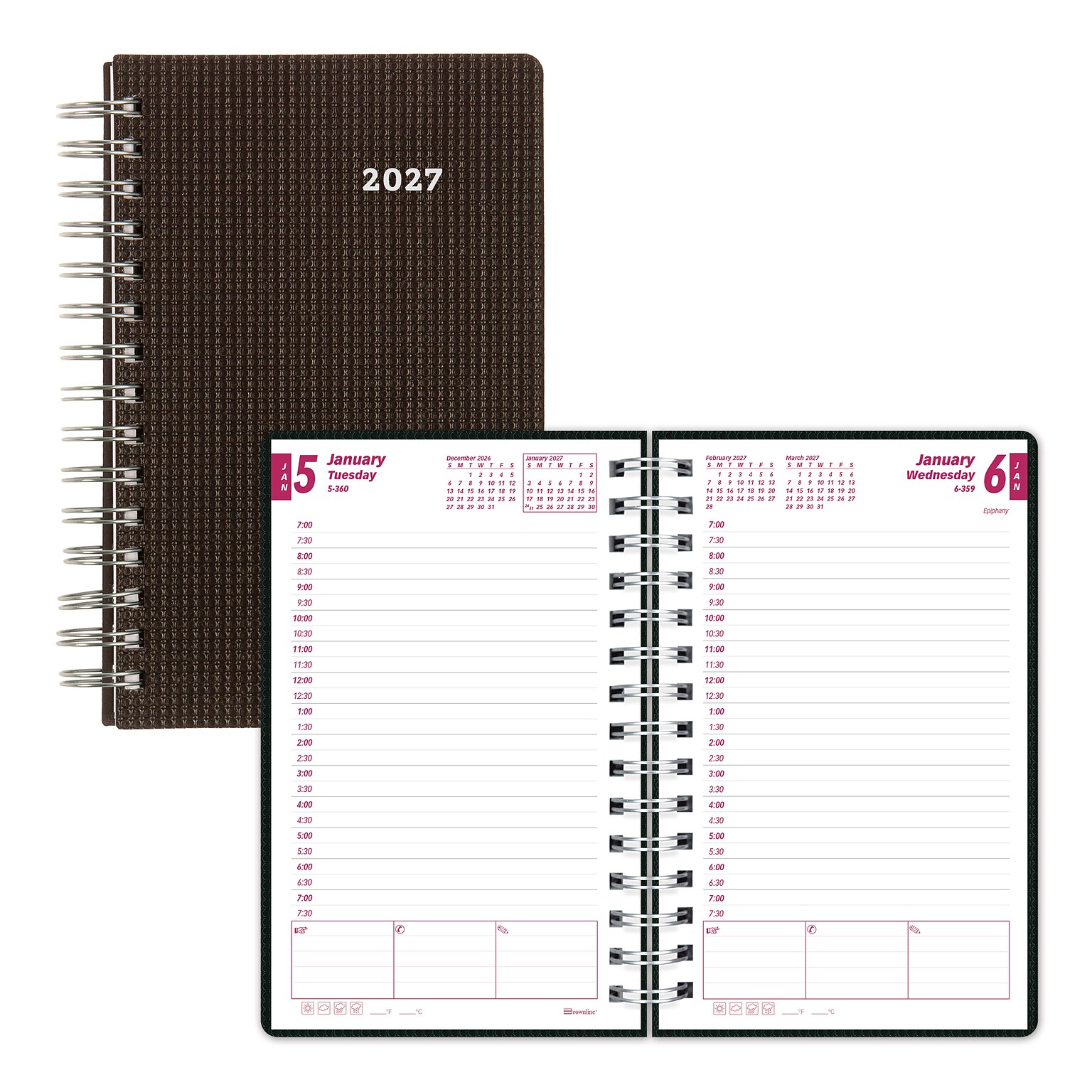 2027 Brownline DuraFlex 8 x 5 Daily & Monthly Appointment Book, Poly Cover, Black (CB634V.BLK-27)