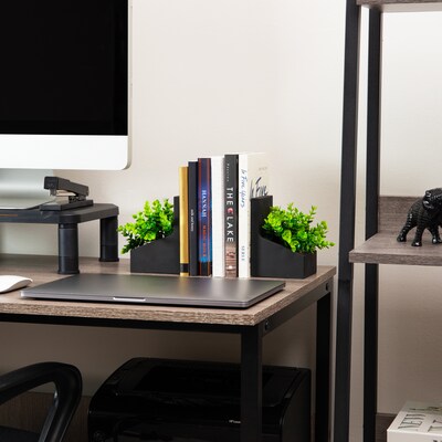 Mind Reader Contemporary Planter Bookends, 3.25H, Black (PLANTEND2-BLK)