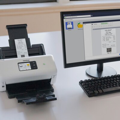 Brother ADS-3350W Wireless Duplex Overhead Document Scanner, White