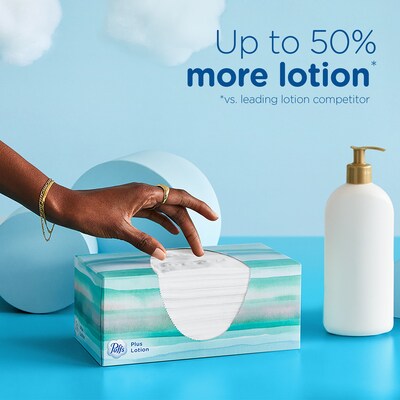 Puffs Plus Lotion Facial Tissue, 2-ply, 124 Tissues/Box, 3 Boxes/Pack (39363)