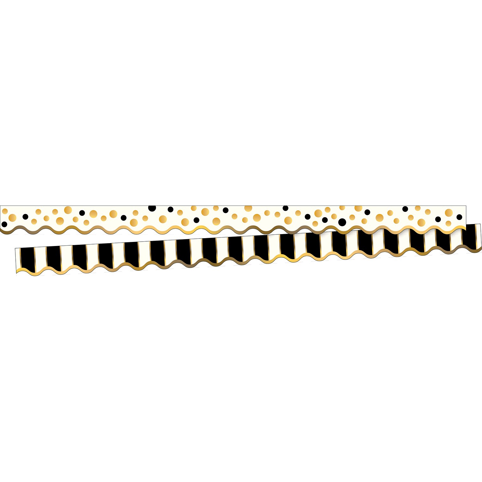 Barker Creek Double-Sided Scalloped Border, 36 x 2.25, Gold Bars, 13/Pack (LL902)