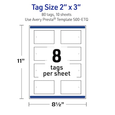 Avery  3" Blank Price & Merchandise Tags, White, 80/Carton (S00-ETQ-PRMWT10)