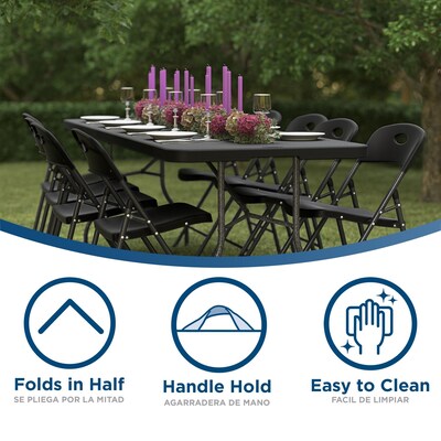 Cosco Fold-in-Half 8' Folding Table, Black (14778BLK1X)