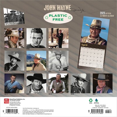 2025 BrownTrout John Wayne 12" x 24" Monthly Square Wall Calendar, (9781975479800)