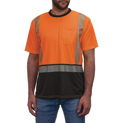 Ergodyne GloWear 8294BK High Visibility Short Sleeve Black Bottom T-Shirt, ANSI Type R Class 2, Orange, 2XL (22286)