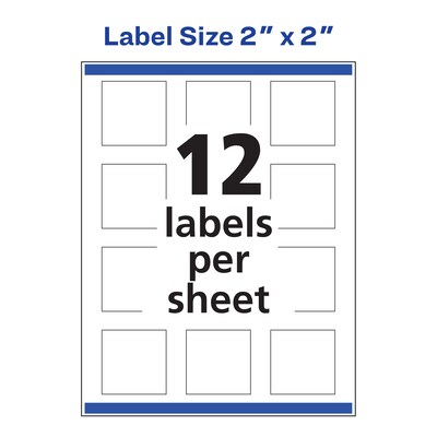 Avery Laser/Inkjet Multipurpose Labels, 2" x 2", Glossy White, 120 Labels/Pack (94107)