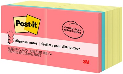 Post-it Pop-up Notes, 3" x 3", Poptimistic Collection, 100 Sheet/Pad, 18 Pads/Pack (R330144B)