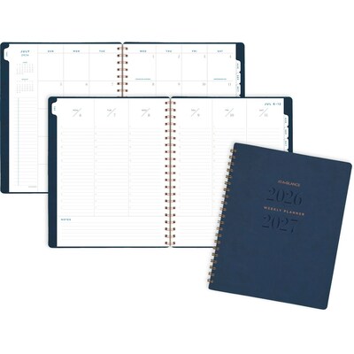 2026-2027 AT-A-GLANCE Signature 8.5 x 11 Academic Weekly & Monthly Planner, Faux Leather Cover, Navy (YP905A-20-27)