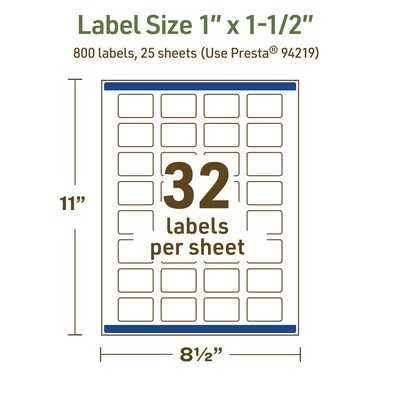 Avery Dissolvable Rectangle Multipurpose Labels, 1" x 1.5", Off-white, 800/Pack (94219)