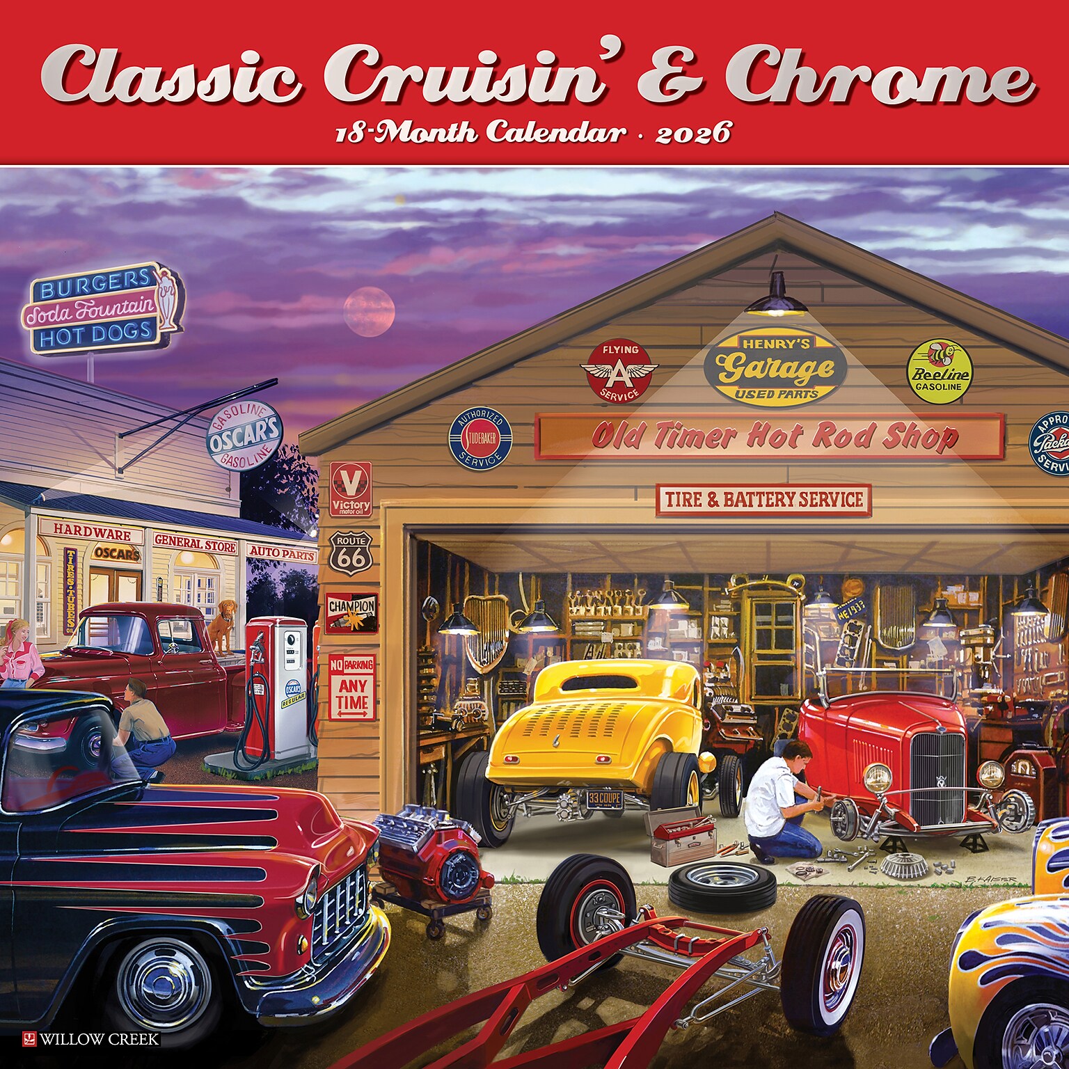 2026 Willow Creek Classic Cruisin & Chrome 12 x 12 Monthly Wall Calendar (50743)
