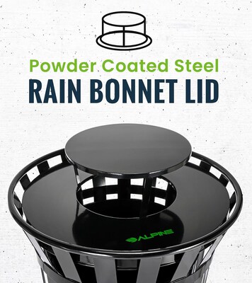 Alpine Industries Rain Bonnet Trash Can Lid, 38 Gallon Trash Cans, Black (479-38-A)