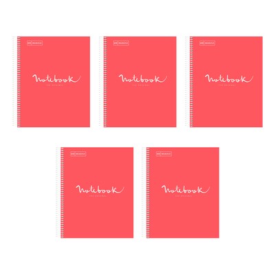 Miquelrius Emotions 1-Subject Composition Notebook, 8.5 x 11, College-Ruled, 80 Sheets, Coral, 5/Pack (48284CS)