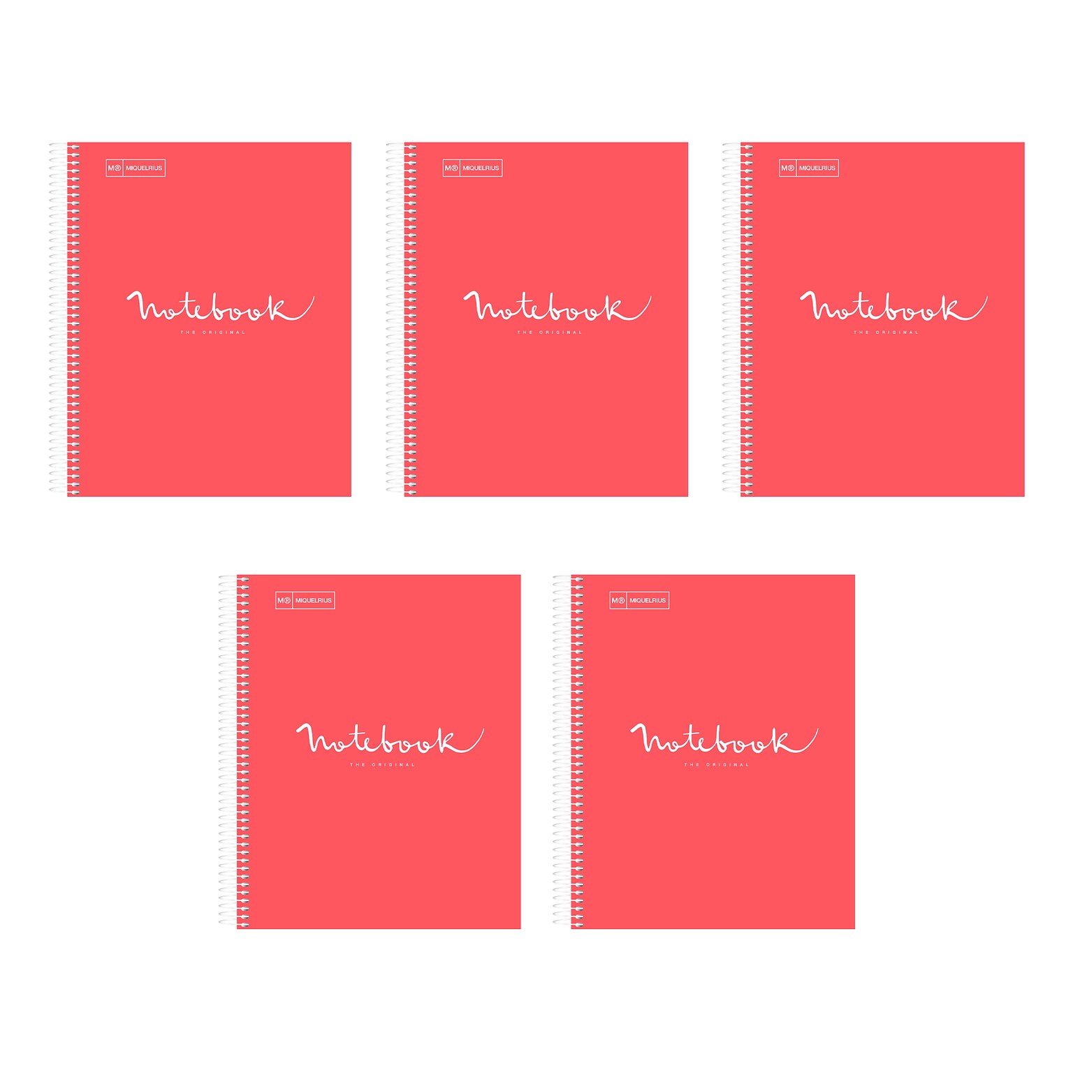 Miquelrius Emotions 1-Subject Composition Notebook, 8.5 x 11, College-Ruled, 80 Sheets, Coral, 5/Pack (48284CS)