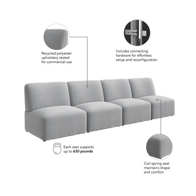 Bush Business Furniture Assemble Modular 4 Seater Sectional Sofa, Fog Fabric (ASM003FGF)