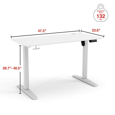 Staples 48"W Electric Rectangular Adjustable Standing Desk, White (ST63148)
