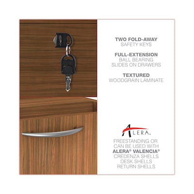 Alera Valencia Series Hanging Pedestal File, 2-Drawer: Box/File & Legal/Letter, Modern Walnut (ALEVA552222WA)