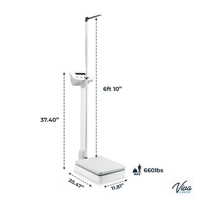 Viva Comfort Digital BMI Physician Weight & Height Scale, 660 lbs. Capacity, White (ADI904-01-MK)