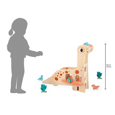 Janod Dinos Garage with Push-Along Dinosaurs, Multicolored (JND05835)
