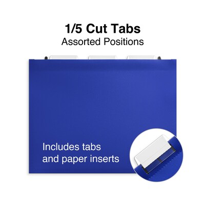 Staples® Hanging File Folder, 3.5" Expansion, Letter Size, Assorted, 5/Pack (TR36330/36330)