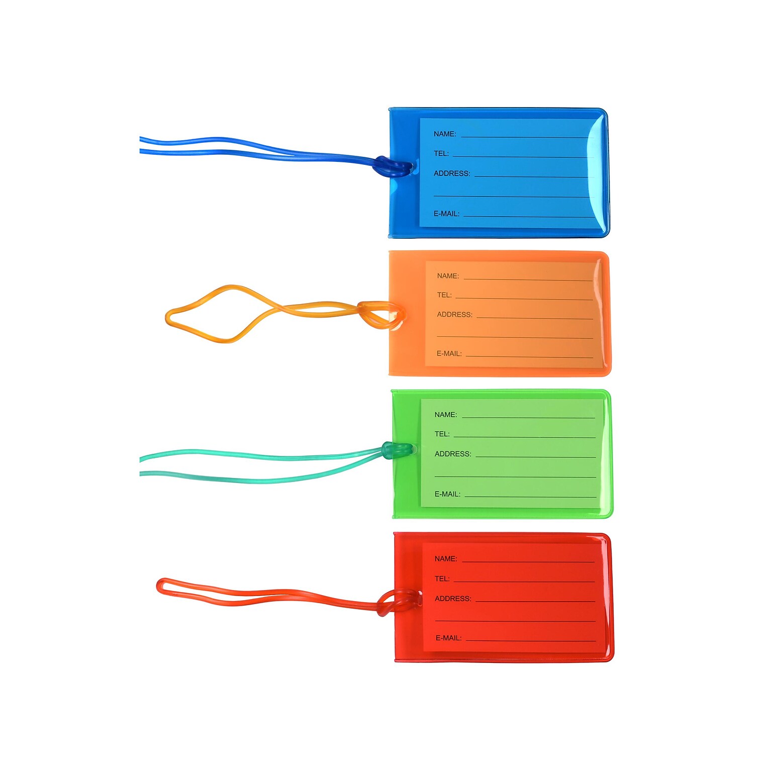 Excello Global Products Luggage Tag, Assorted Colors, 4/Pack (SPLS-TRVL-0002)