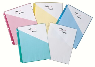 Avery Binder Pockets for 3 Ring Binders, Assorted (Blue, Clear, Green, Pink and Yellow), 5/Pack (75254)