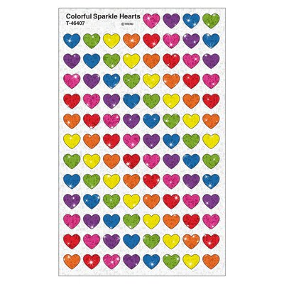 Trend Enterprises Colorful Hearts Sparkle Stickers, Multicolored, 400/Pack, 6/Packs/Bundle (T-46407-6)