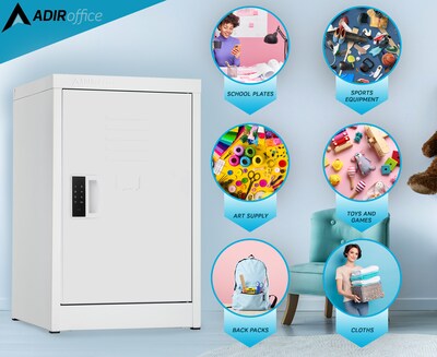 AdirOffice 24"H Single Tier White Storage Locker (ADI629-02-WHI-DL)