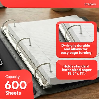 Staples 3" 3-Ring Better Binder, D-Ring, Black (ST55888-CC)