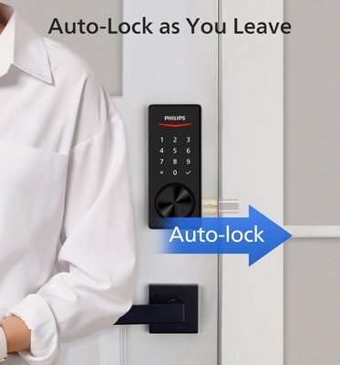 Philips Bluetooth Touchscreen Smart Deadbolt with Wi-Fi Bridge & Square Zinc Lever – Matte Black