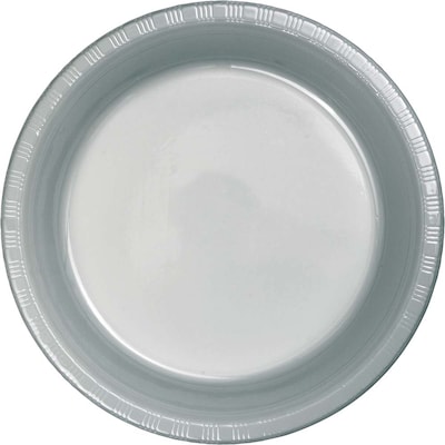 Creative Converting Touch of Color Plastic Banquet Plates, Shimmering Silver, 240/Carton (28106031)