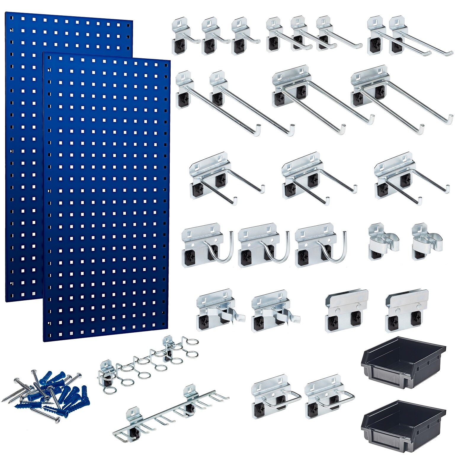 Triton Products LocBoard Pegboards with 30 pc. LocHook Assortment and Hanging Bin System (LB18-BKit)
