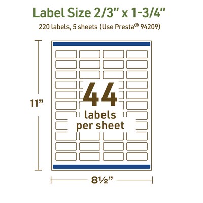 Avery Dissolvable Rectangle Multipurpose Labels, 2/3" x 1-3/4", Off-white, 220/Pack (94209)