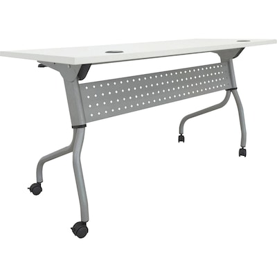Lorell 60W x 23.6D Foldable Flip Top Training Table, Melamine, With Wheels, White (LLR60744)