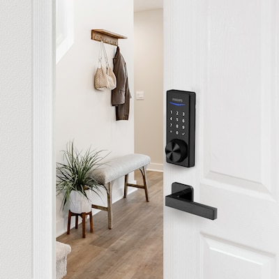 Philips Home Access 1000 Series Matte Black Single Cylinder Electronic Deadbolt with Lighted Keypad Touchscreen and KEY access